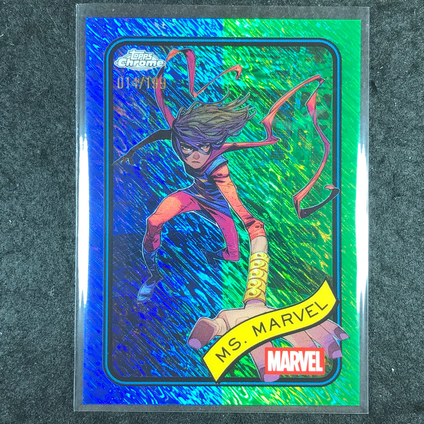 2025 Topps Chrome Marvel MS. MARVEL Blue & Green Shimmer /199 #130