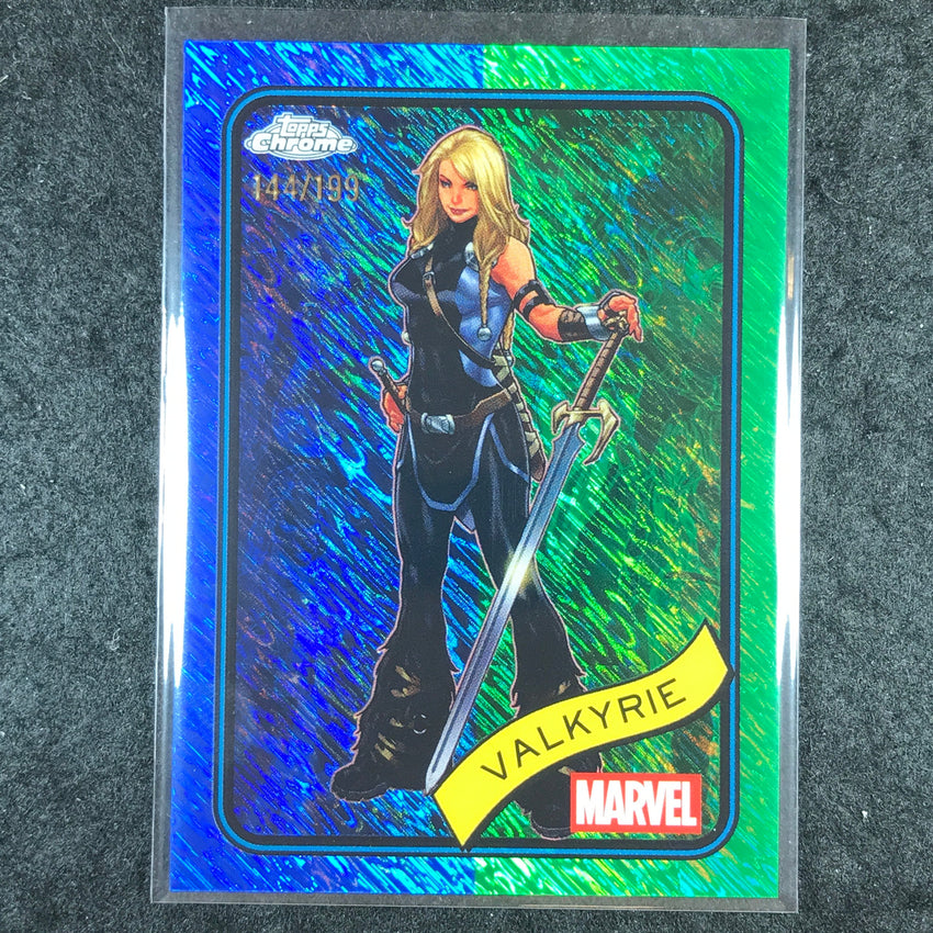 2025 Topps Chrome Marvel VALKYRIE Blue & Green Shimmer /199 #187