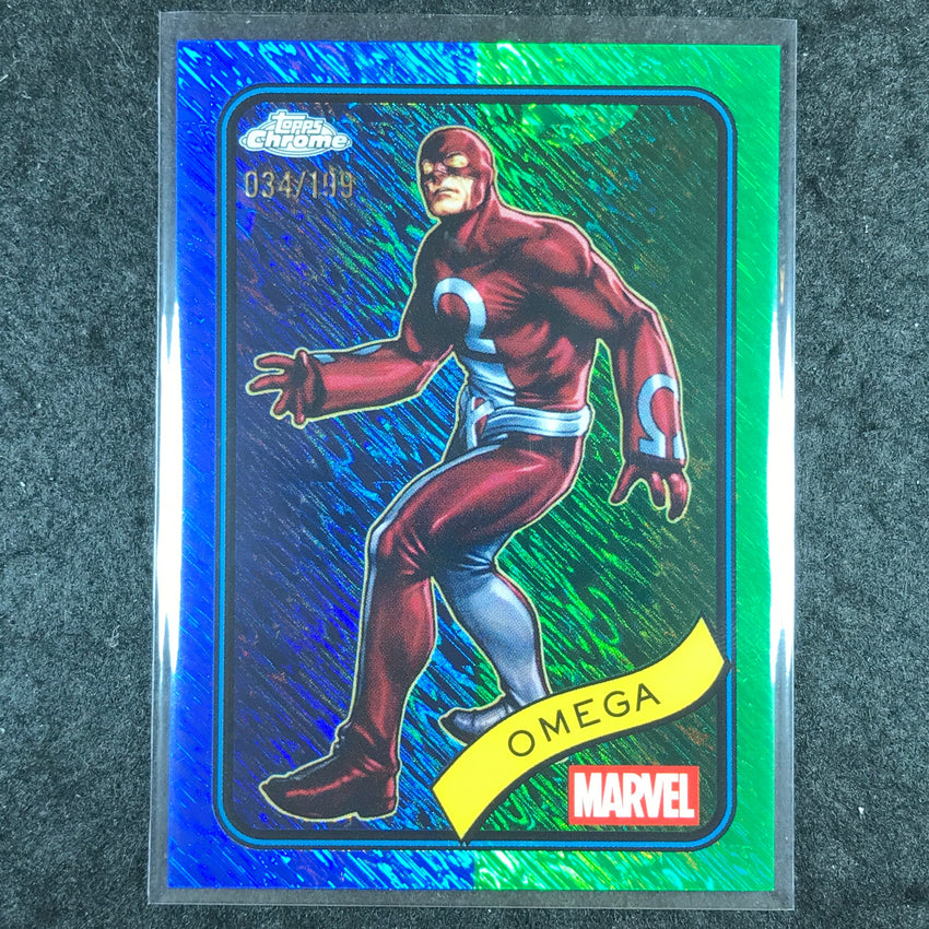 2025 Topps Chrome Marvel OMEGA Blue & Green Shimmer /199 #196