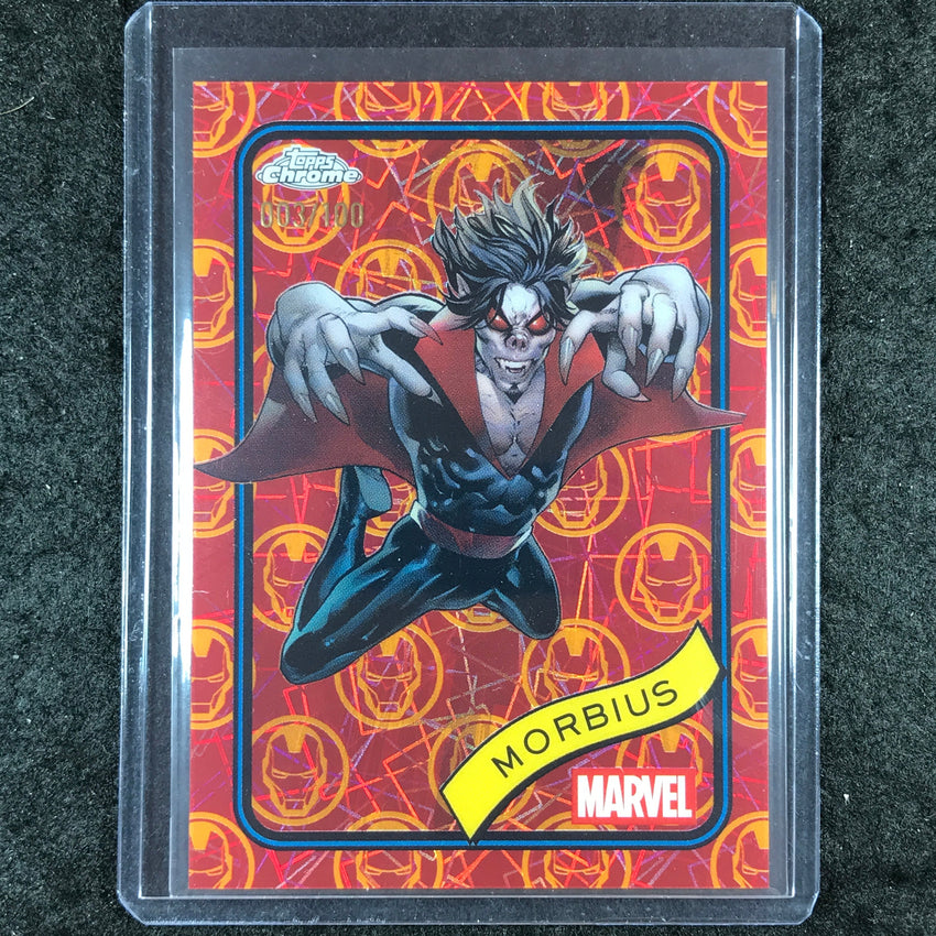 2025 Topps Chrome Marvel MORBIUS Iron Man Red & Gold 3/100 #166