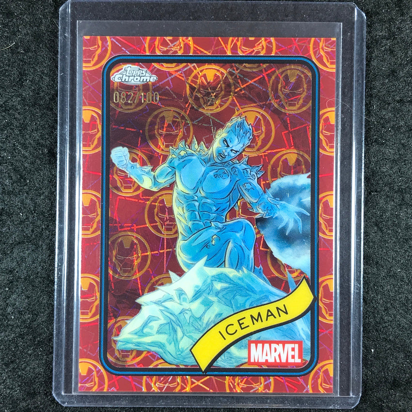 2025 Topps Chrome Marvel ICEMAN Iron Man Red & Gold 82/100 #179