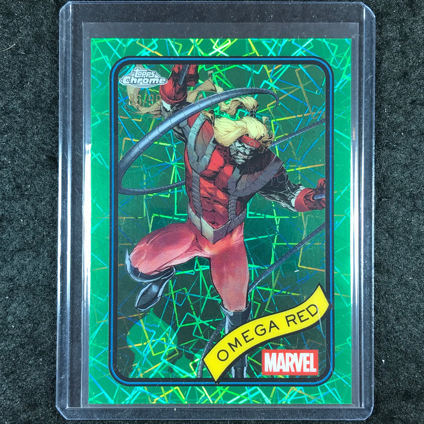 2025 Topps Chrome Marvel OMEGA RED Hulk Green Lazer 86/99 #15