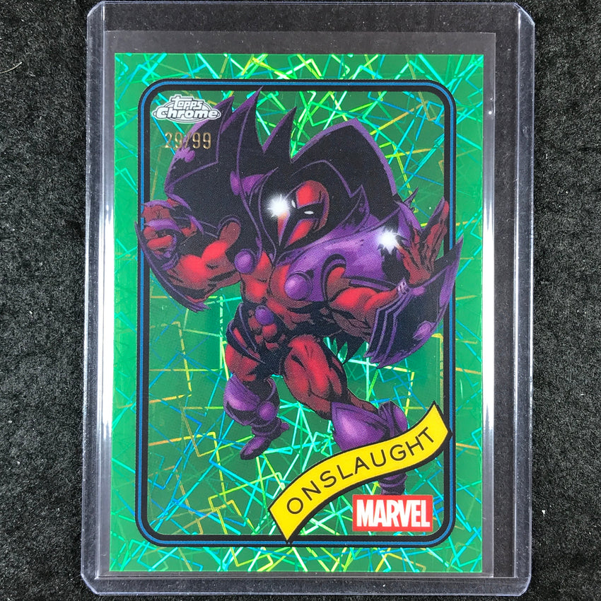 2025 Topps Chrome Marvel ONSLAUGHT Hulk Green Lazer 29/99 #68