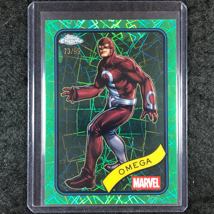 2025 Topps Chrome Marvel OMEGA Hulk Green Lazer 73/99 #196