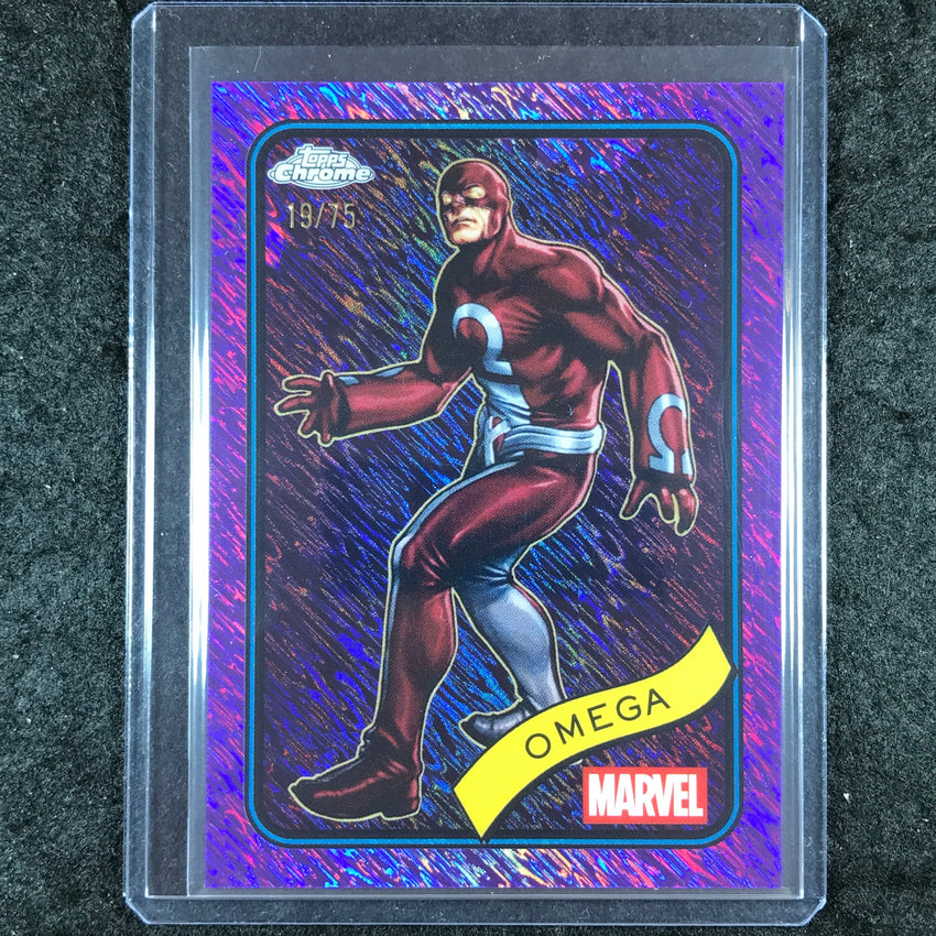 2025 Topps Chrome Marvel OMEGA Purple Shimmer 19/75 #196