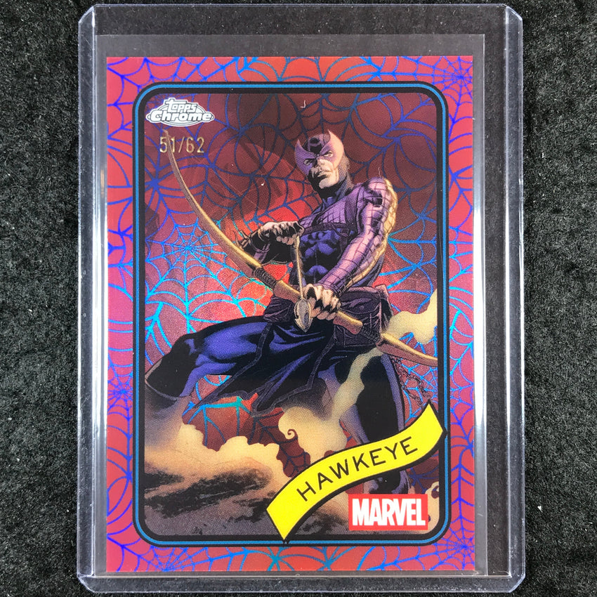 2025 Topps Chrome Marvel HAWKEYE Blue & Red Spider Web 51/62 #133