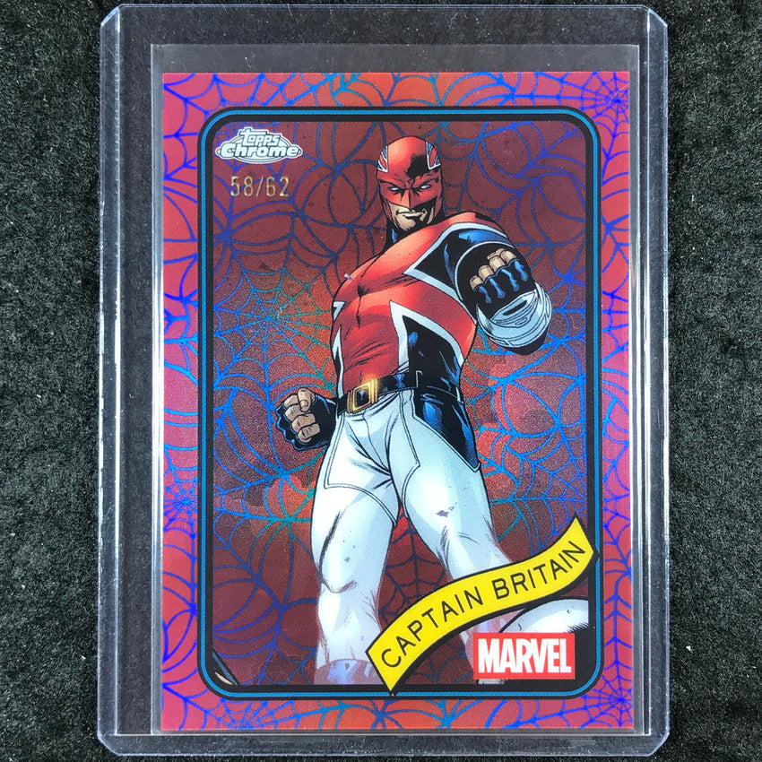 2025 Topps Chrome Marvel CAPTAIN BRITAIN Blue & Red Spider Web 58/62 #151