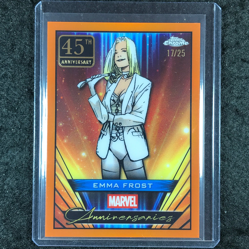 2025 Topps Chrome Marvel EMMA FROST Marvel Anniversaries Orange 17/25 #12