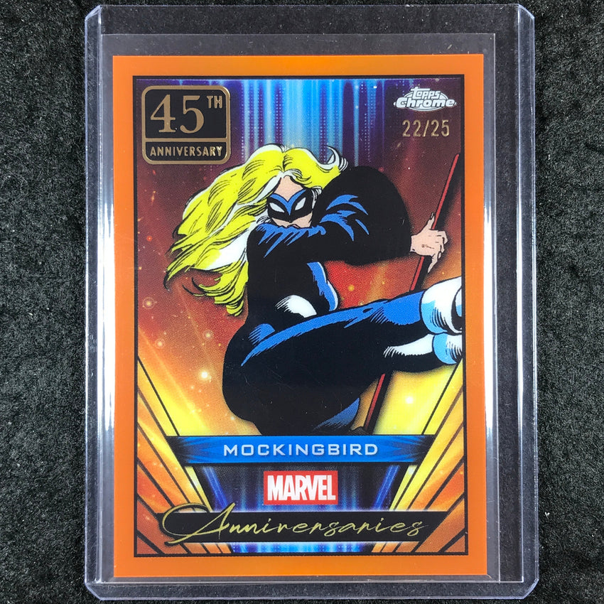 2025 Topps Chrome Marvel MOCKINGBIRD Marvel Anniversaries Orange 22/25 #29