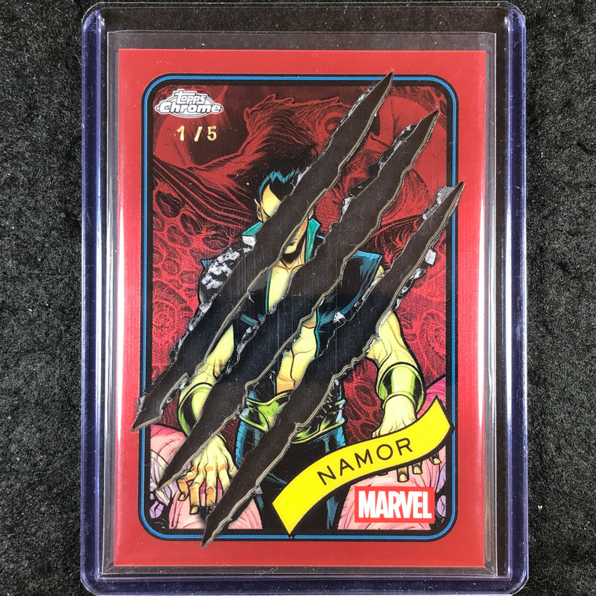 2025 Topps Chrome Marvel NAMOR Wolverine Adamantium Clawed Chrome Red 1/5