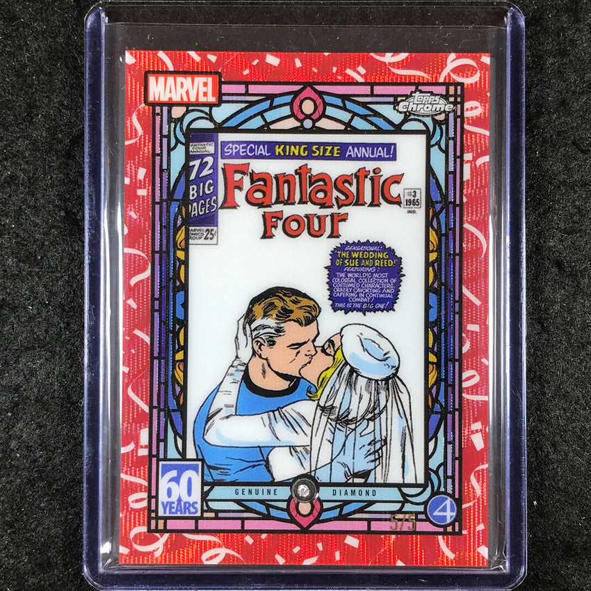 2025 Topps Chrome Marvel SUE & REED 60th Wedding Anniversary Diamond Relic 5/5