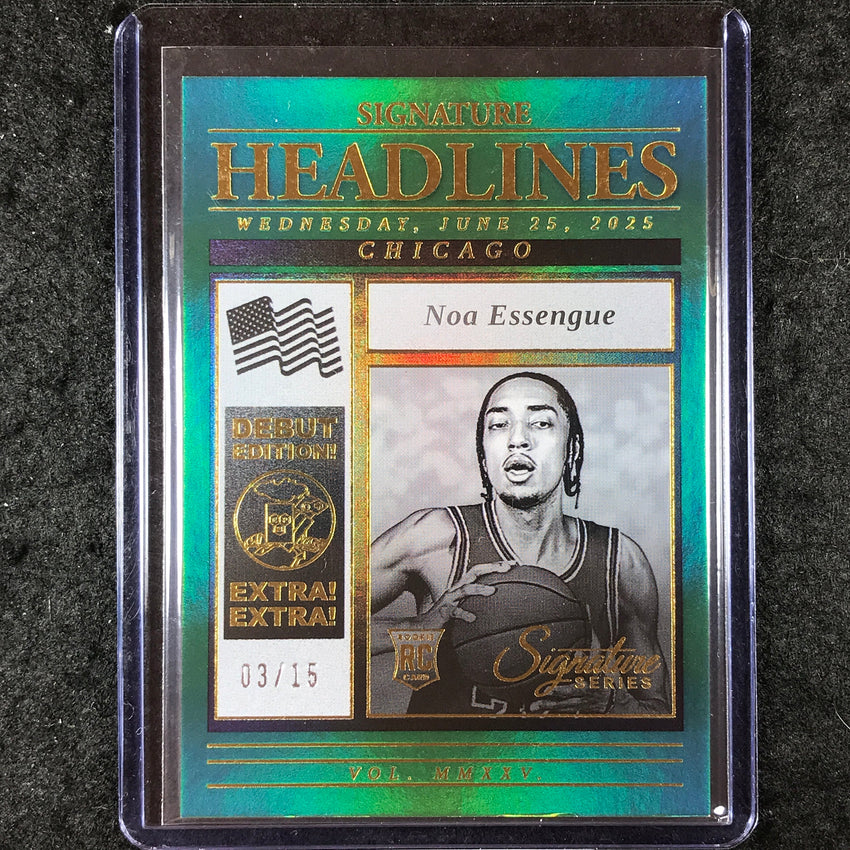 2025-26 Panini Signature Series NOA ESSENGUE Headlines Rookie Green 3/15 #3