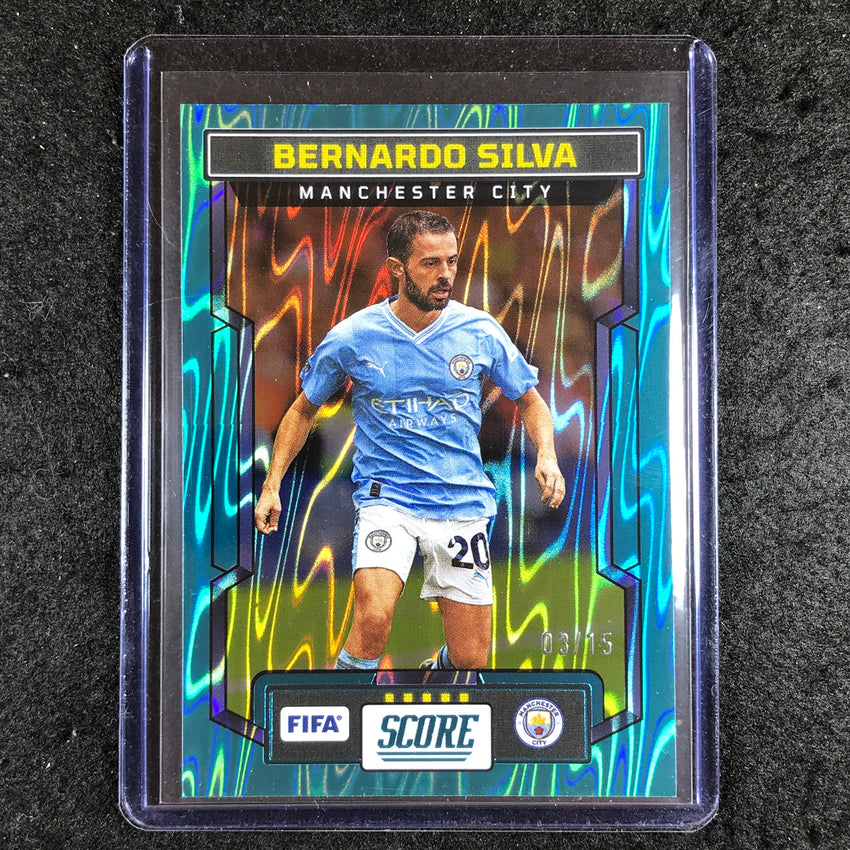 2023-24 Score FIFA BERNARDO SILVA Base Teal Swirl 3/15 #151
