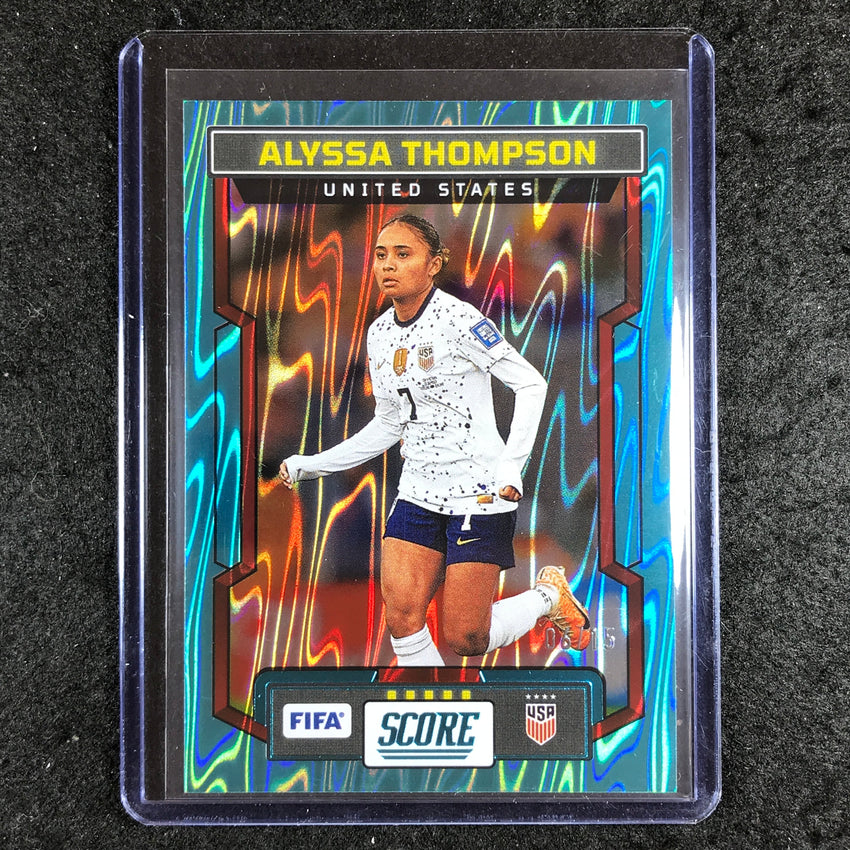 2023-24 Score FIFA ALYSSA THOMPSON Base Teal Swirl 6/15 #184