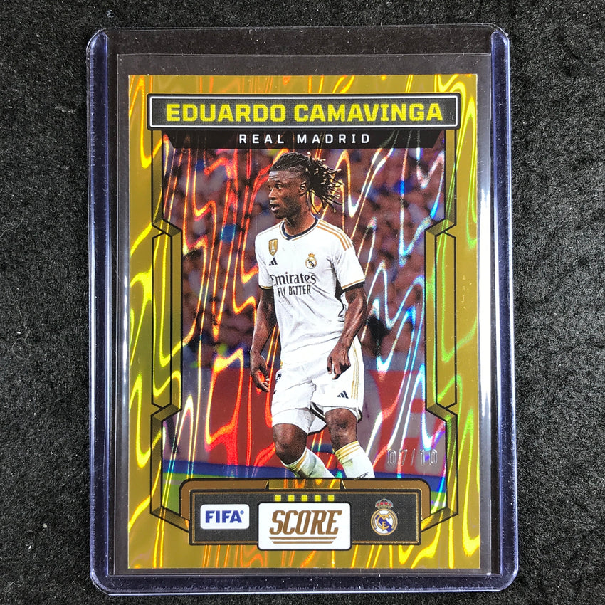 2023-24 Score FIFA EDUARDO CAMAVINGA Base Gold Swirl 7/10 #177