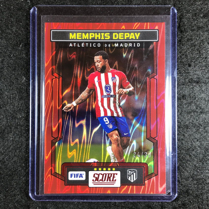 2023-24 Score FIFA MEMPHIS DEPAY Base Red Swirl 24/30 #23