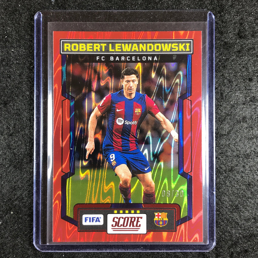 2023-24 Score FIFA ROBERT LEWANDOWSKI Base Red Swirl 8/30 #88