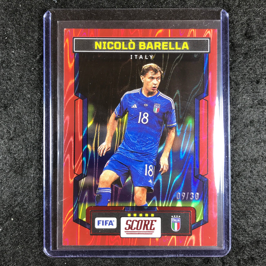 2023-24 Score FIFA NICOLO BARELLA Base Red Swirl 9/30 #116