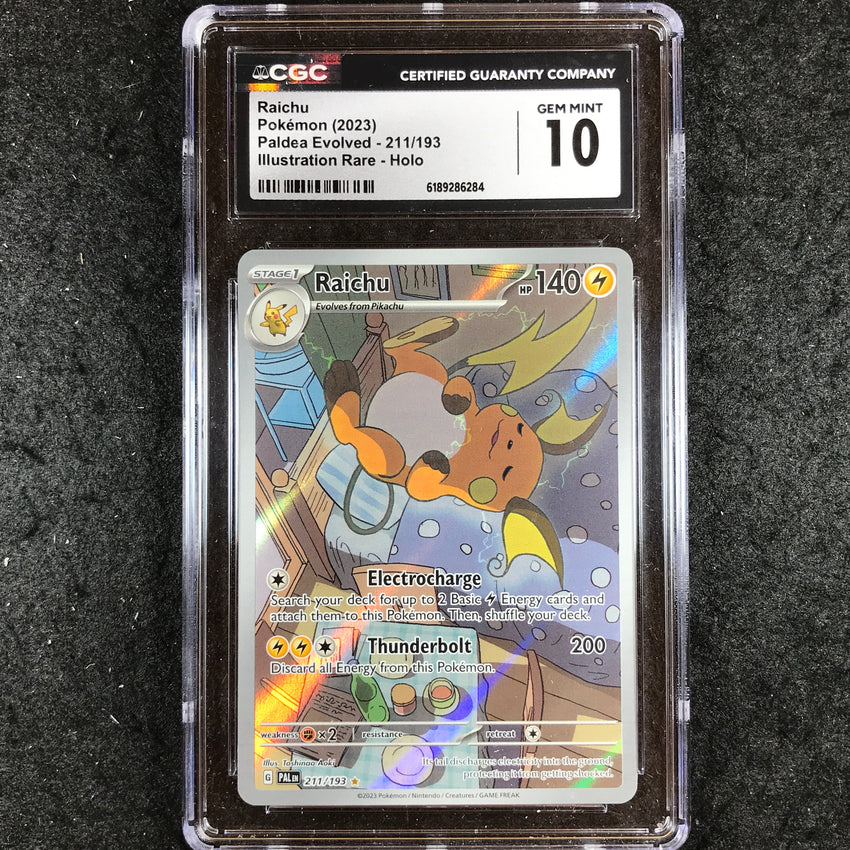 CGC 10 Raichu - 211/193 - Illustration Rare Pokemon Paldea Evolved 284-Cherry Collectables