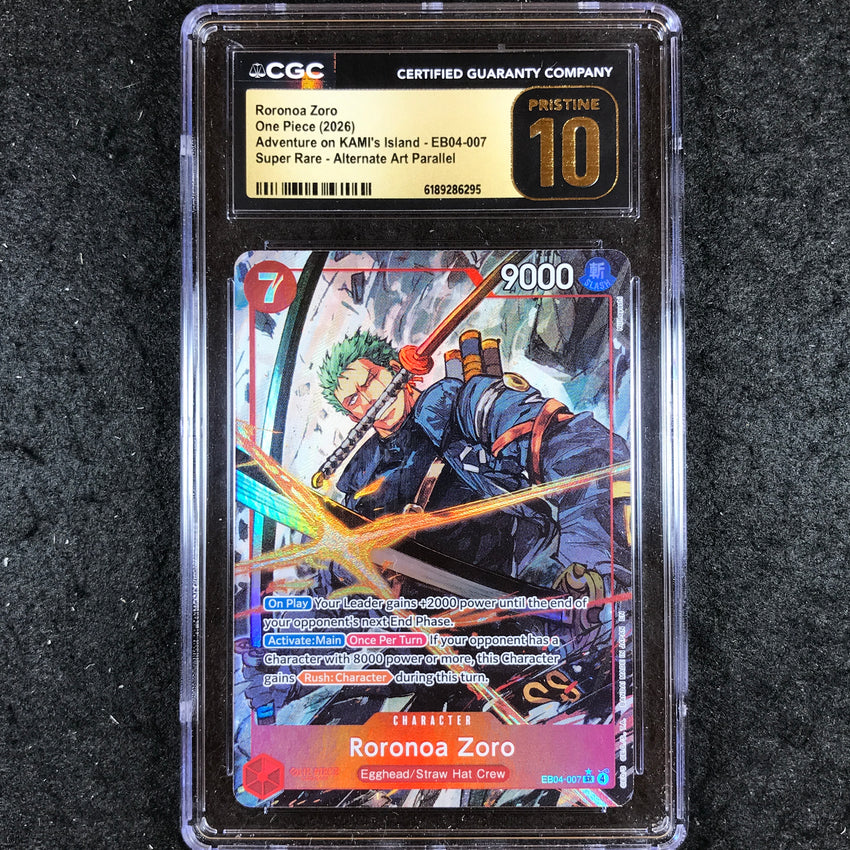CGC 10 Pristine Roronoa Zoro - EB04-007 - Alt Art Adventure on KAMI's Island 295-Cherry Collectables