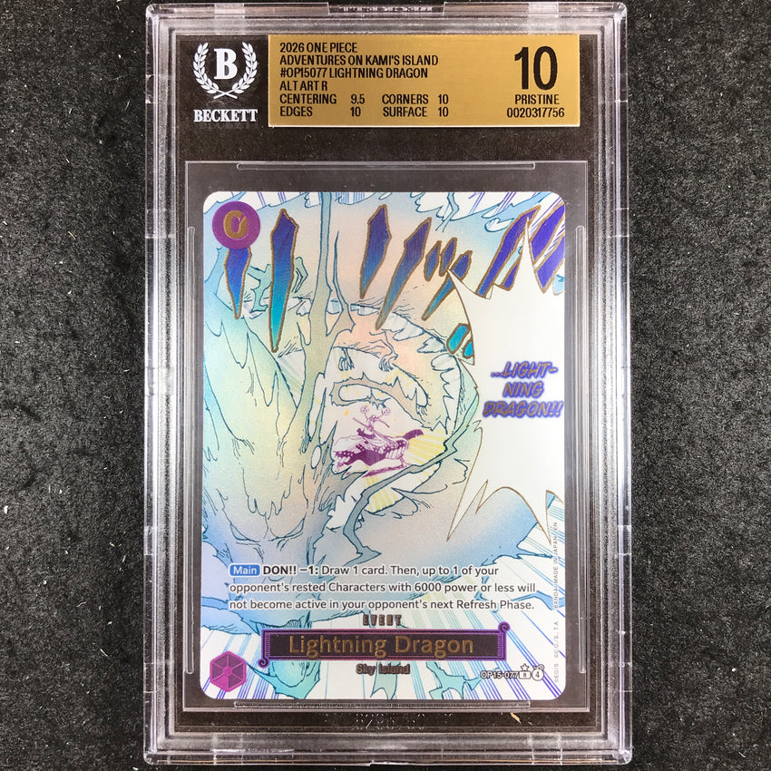BGS 10 Lightning Dragon - OP15-077 - ALT ART KAMI's Island 756-Cherry Collectables
