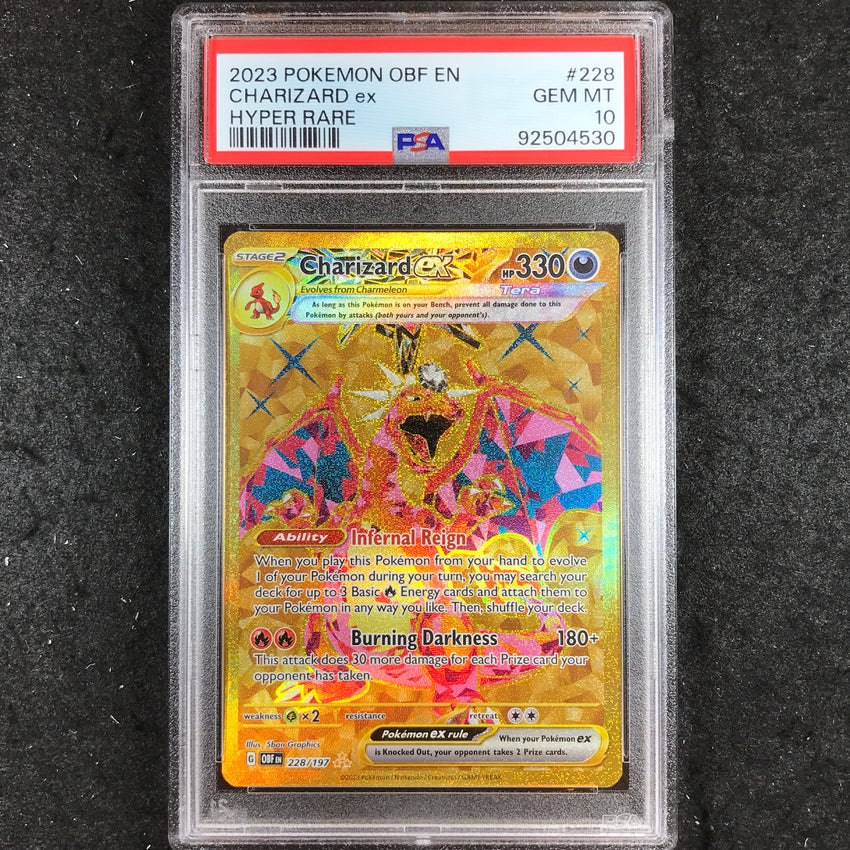 PSA 10 Charizard ex - 228/197 - Gold Hyper Rare Pokemon Obsidian Flames 530-Cherry Collectables