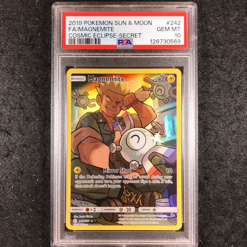 PSA 10 Magnemite - 242/236 - Character Rare Pokemon Cosmic Eclipse 569-Cherry Collectables