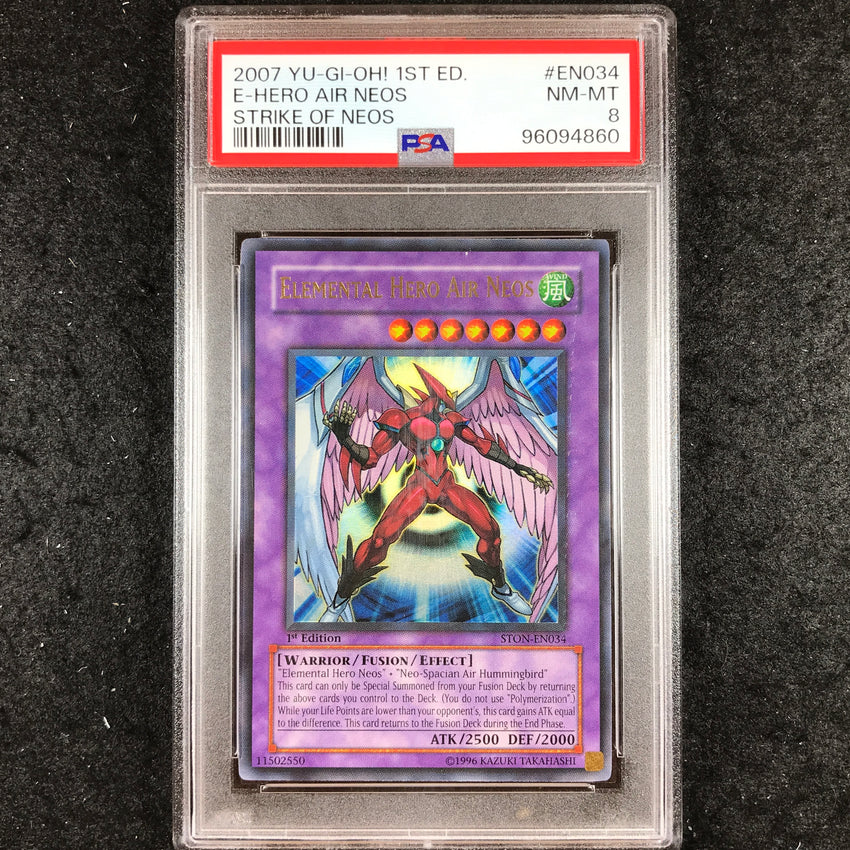 PSA 8 Elemental Hero Air Neos - STON-EN034 - Ultra Rare 1st Edition 860-Cherry Collectables