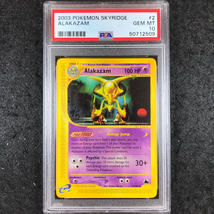 PSA 10 Alakazam - 2/144 - Rare Pokemon 2003 Skyridge 509-Cherry Collectables