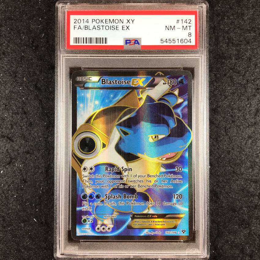 PSA 8 Blastoise EX - 142/146 - Full Art Ultra Rare Pokemon XY Base Set 604-Cherry Collectables