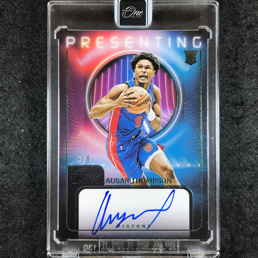 2023-24 One and One AUSAR THOMPSON Presenting Rookie Auto Green 3/5