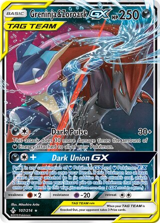 Greninja & Zoroark GX - 107/214 - Ultra Rare - Unbroken Bonds