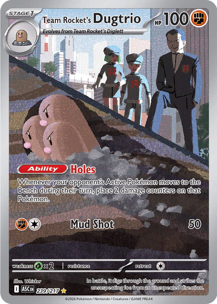 Team Rocket's Dugtrio - ( 239/217 ) - Illustration Rare - Pokemon ME Ascended Heroes