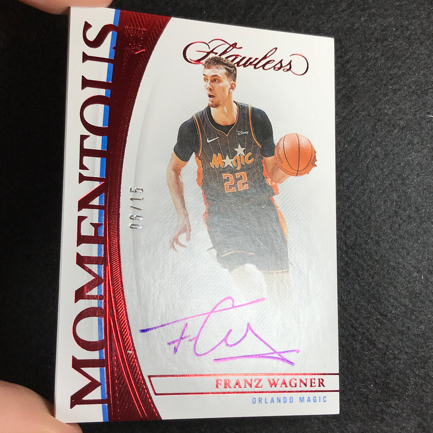 2021-22 Flawless Franz Wagner Momentous Rookie Auto Ruby Red 6/15