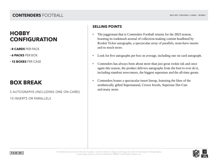2023 Panini Contenders Football Hobby Box