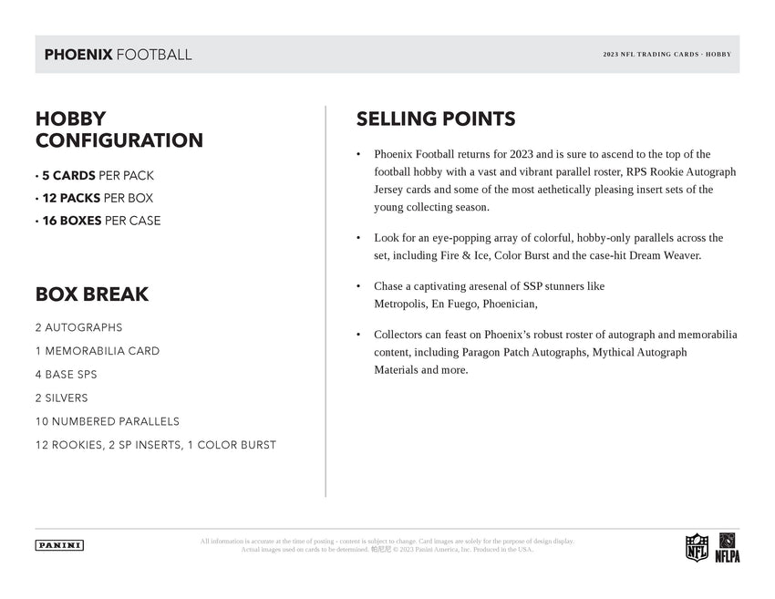 2023 Panini Phoenix Football Hobby Box