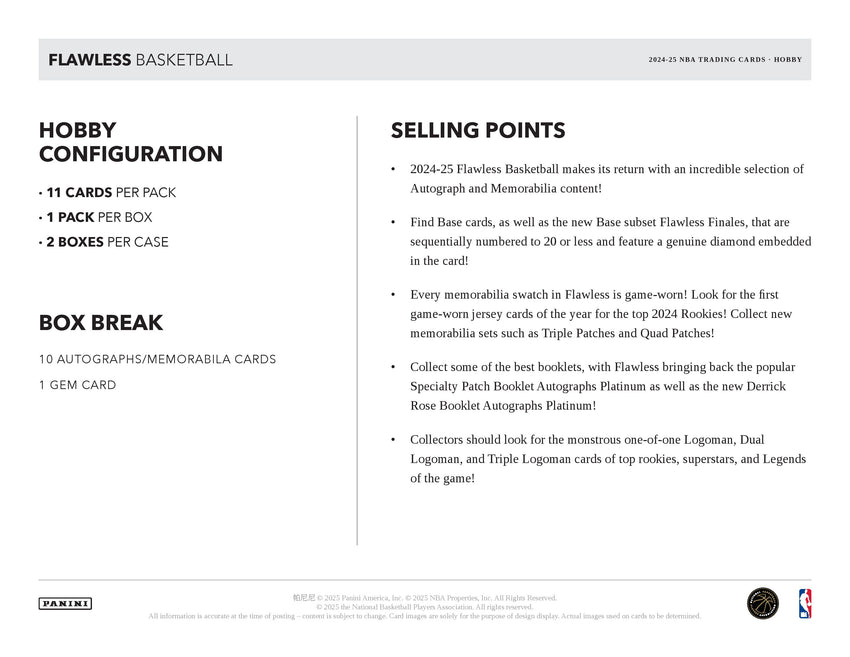 2024-25 Panini Flawless Basketball Hobby Box