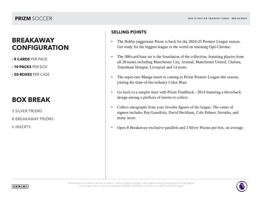 2024-25 Panini Prizm Premier League Soccer Breakaway Box