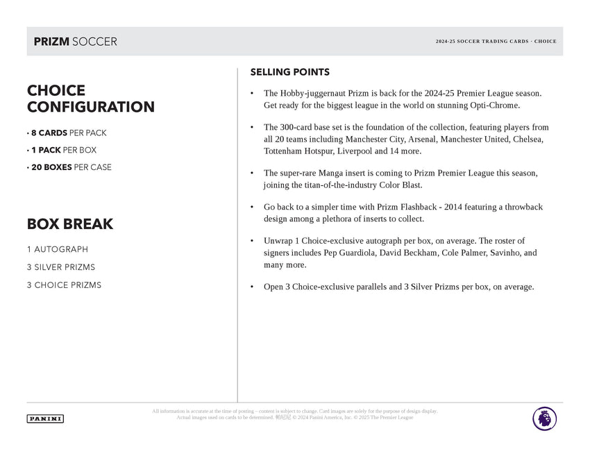 2024-25 Panini Prizm Premier League Soccer Choice Box