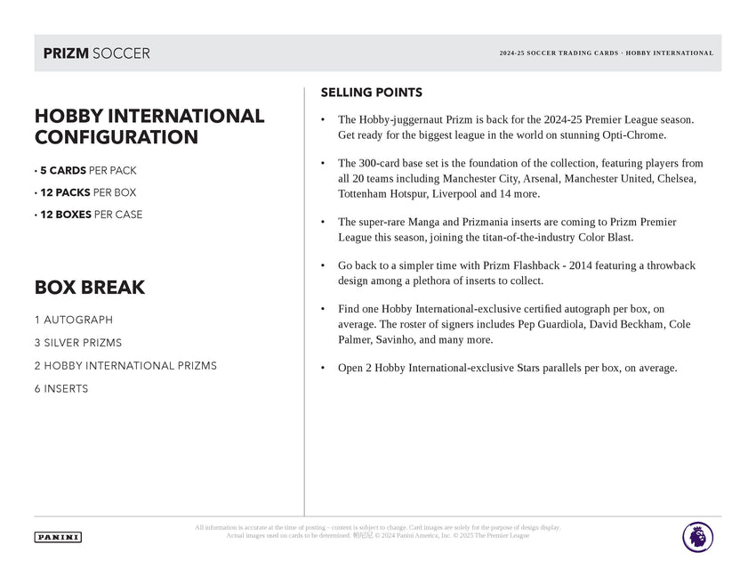 2024-25 Panini Prizm Premier League Soccer Hobby International Box