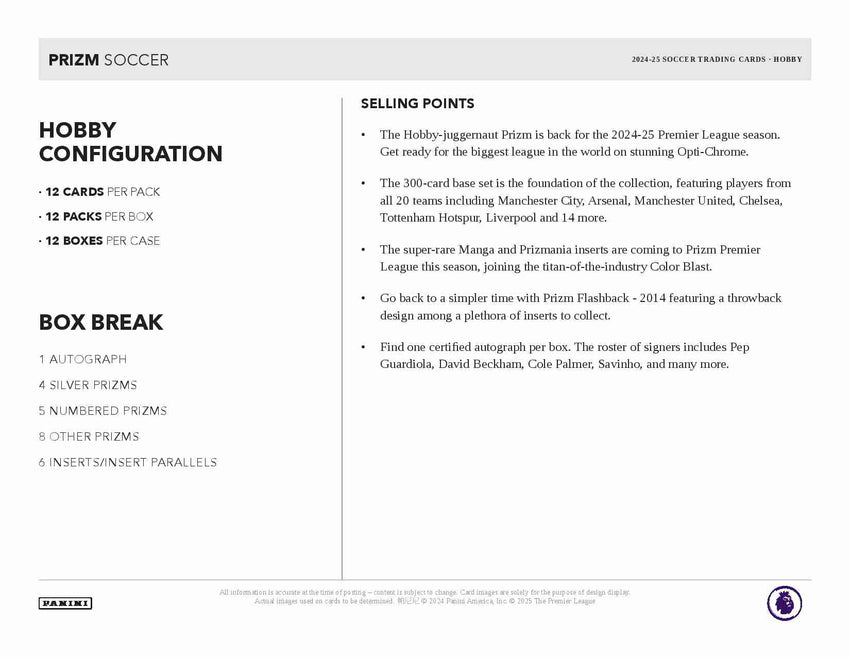 2024-25 Panini Prizm Premier League Soccer Hobby Box