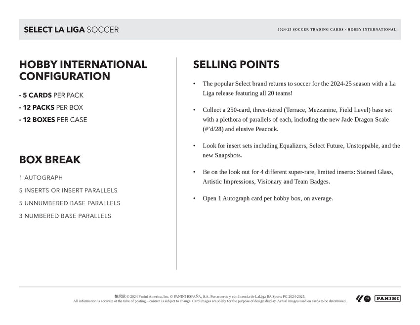 2024-25 Panini Select La Liga Soccer International Hobby Box