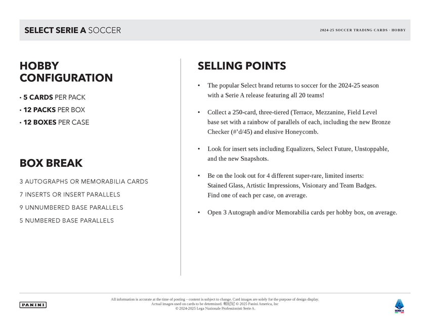 2024-25 Panini Select Serie A Soccer Hobby Box