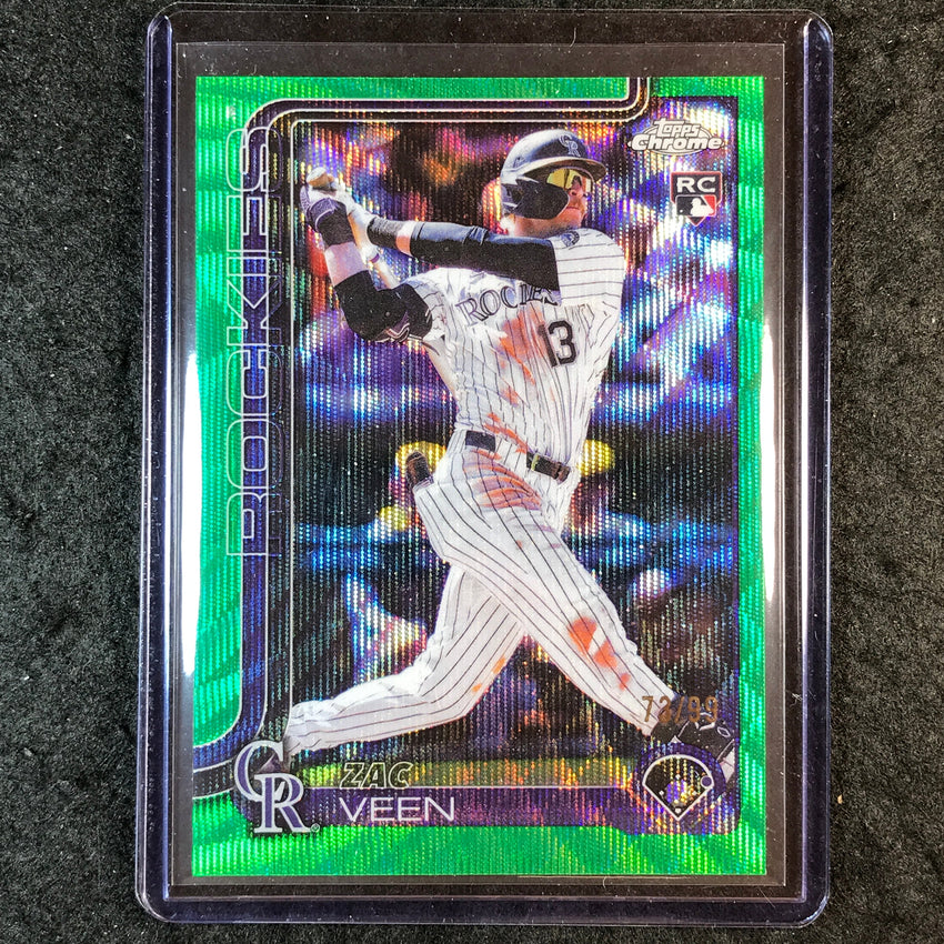 2025 Topps Chrome Update MLB ZAC VEEN Rookie Green Wave 73/99 #28