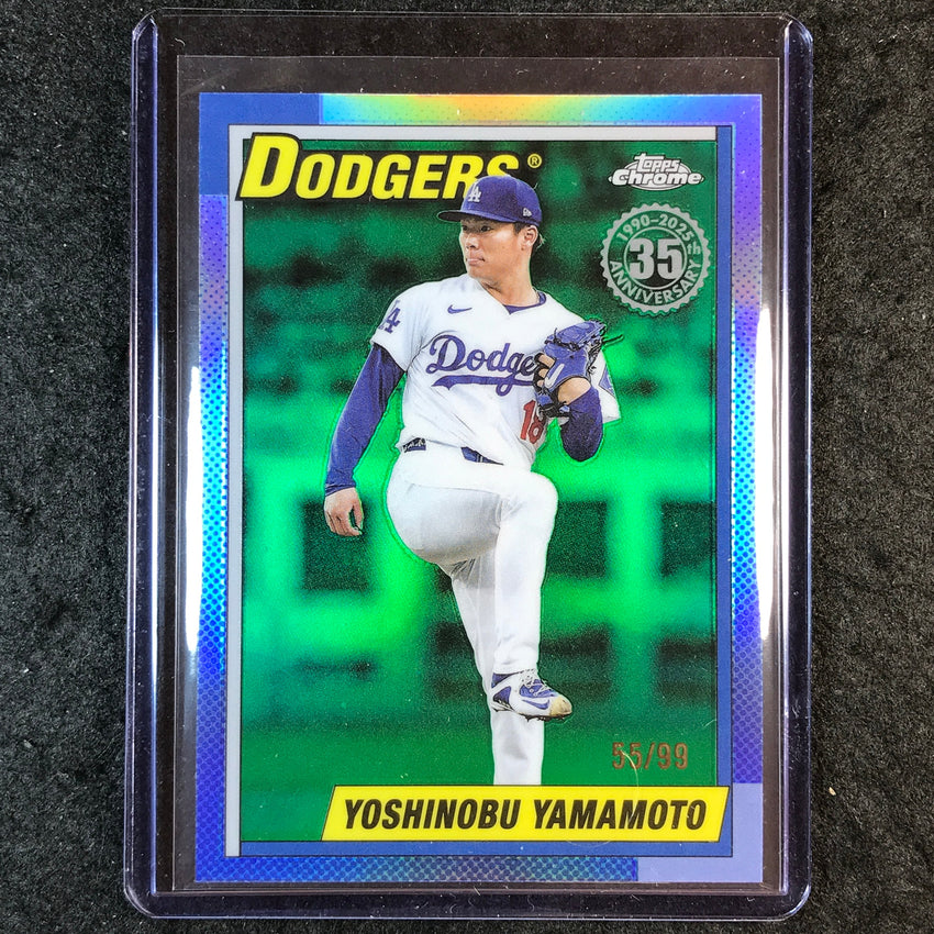 2025 Topps Chrome Update YOSHINOBU YAMAMOTO 1990 Topps Chrome Green 55/99 #14