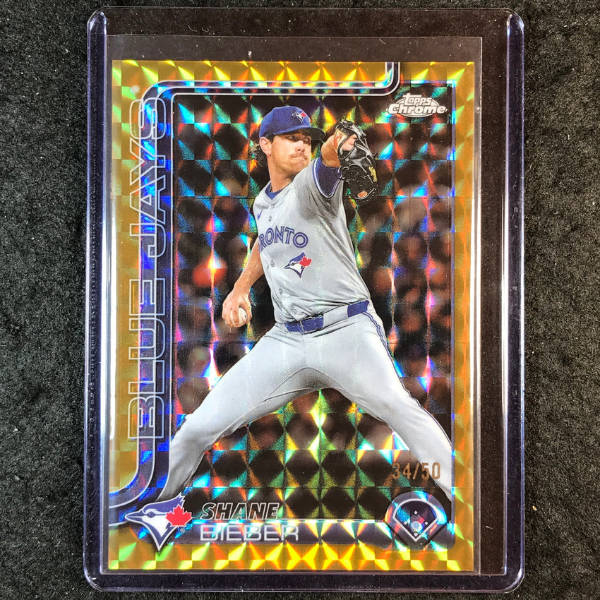 2025 Topps Chrome Update MLB SHANE BIEBER Gold Geometric 34/50 #52