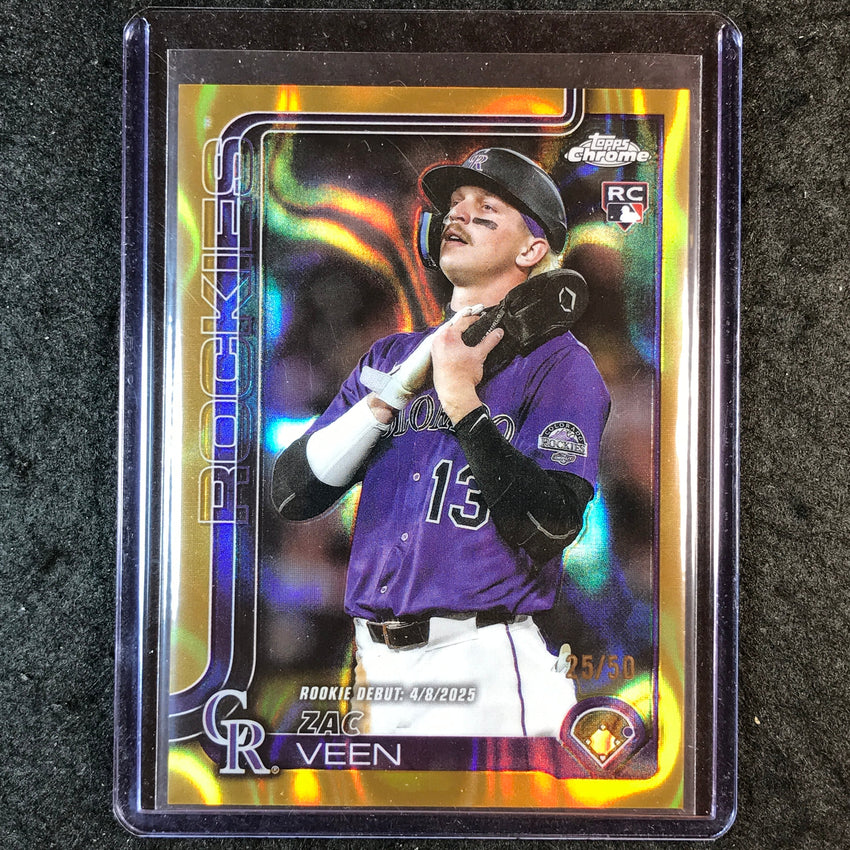 2025 Topps Chrome Update MLB ZAC VEEN Rookie Gold Lava 25/50 #186