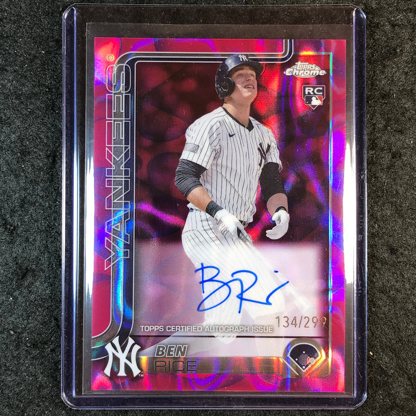 2025 Topps Chrome Update BEN RICE Rookie Lava Lamp Auto Purple Magenta 134/299