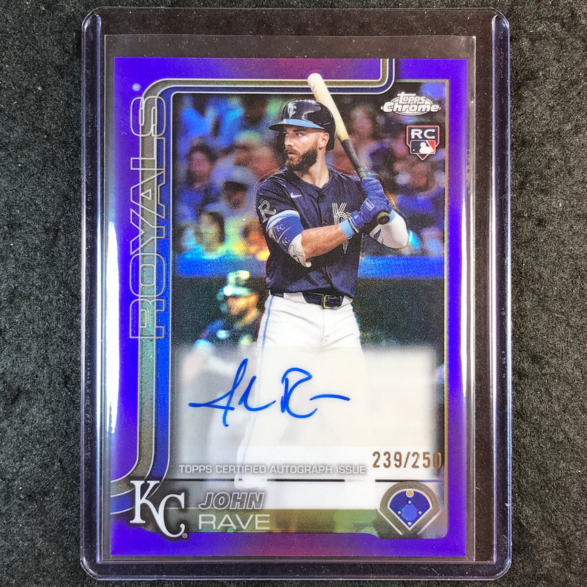 2025 Topps Chrome Update MLB JOHN RAVE Chrome Update Rookie Auto Purple 239/250