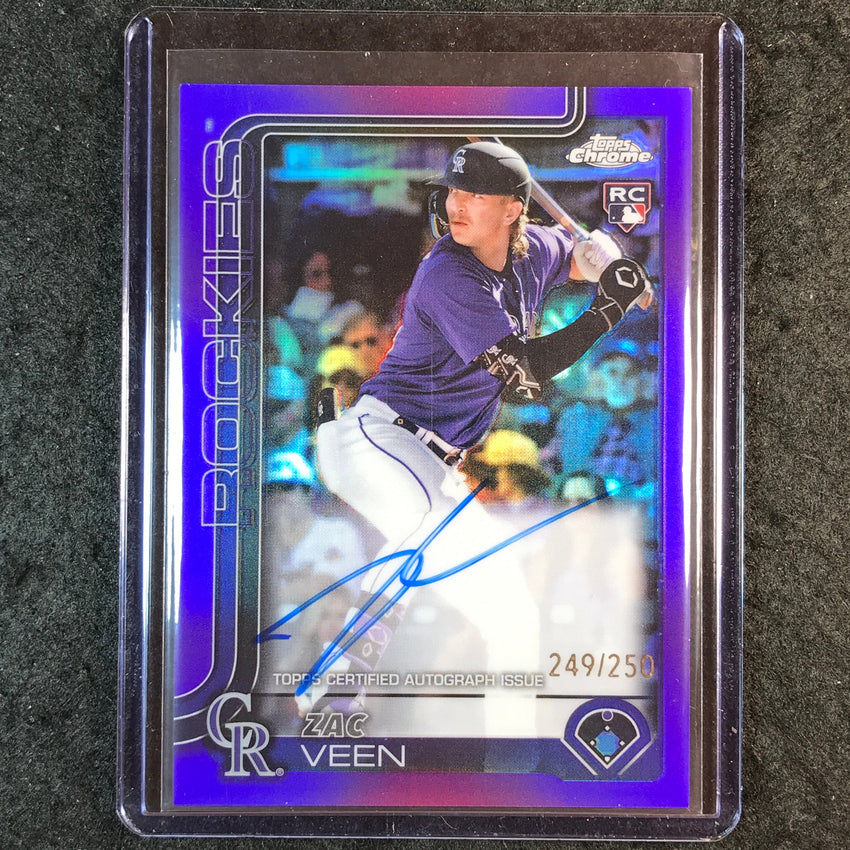 2025 Topps Chrome Update MLB ZAC VEEN Chrome Update Rookie Auto Purple 249/250